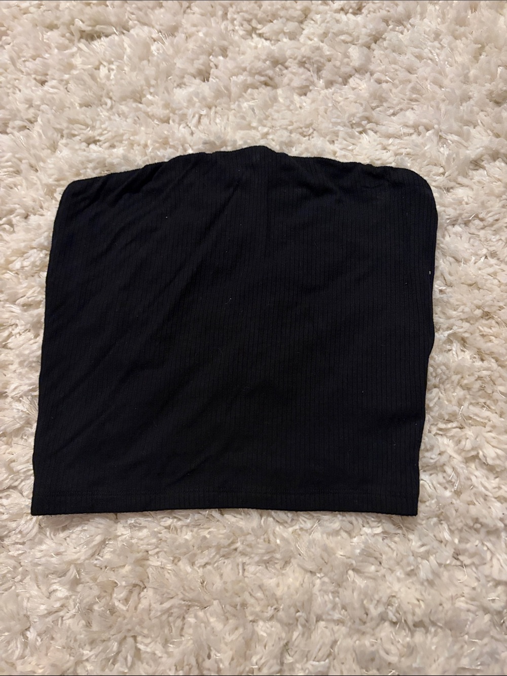 American Eagle Outfitters Black Ribbed Strapless Crop Top